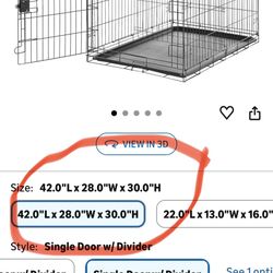 1 Large Dog Crate-dimensions Circled In Photo