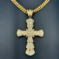 10k yellow gold hollow 4.30 CTW CROSS pendant