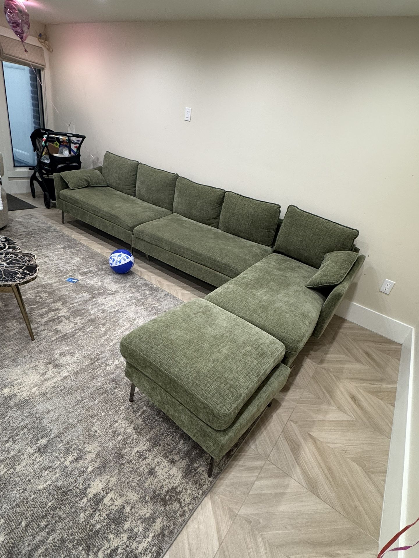Green Chenille Sectional