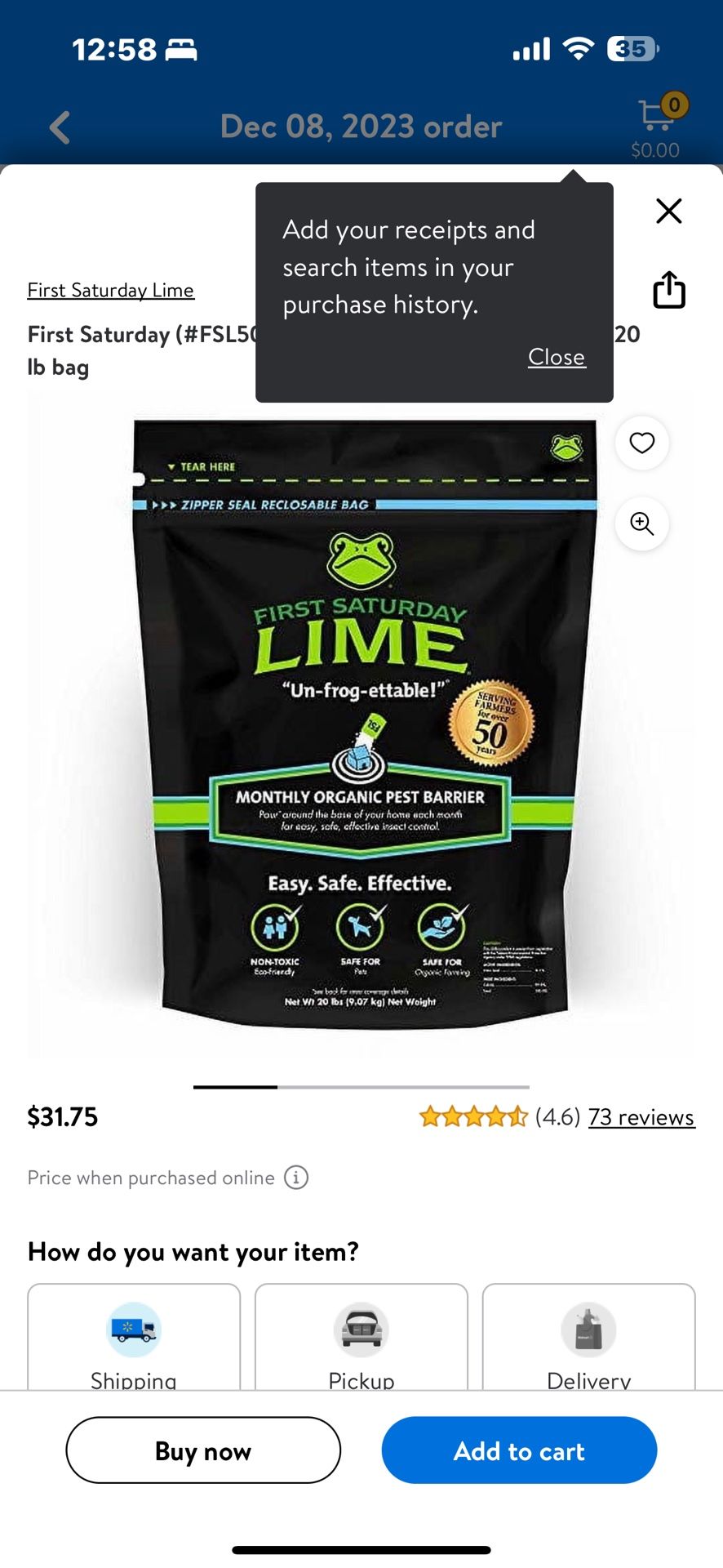 First Saturday Lime Monthly Insect Repellent, 20 lb bag