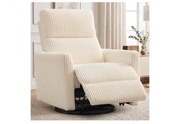 Korser 360° Swivel Glider Rocker Recliner – Beige Corduroy - New In Box