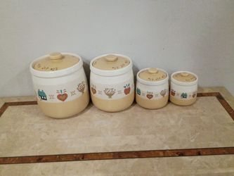 4 Vintage Ceramic Canisters Set