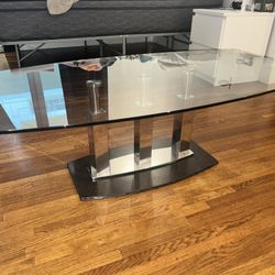 beautiful glass coffee table with granite and steel base 