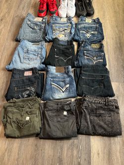 Read description Huge mens bundle of jeans and sneakers