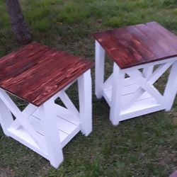 Rustic farmhouse style end tables