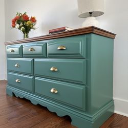 Solid Wood Kincaid 7 Drawer Dresser - Refinished - Wood Top