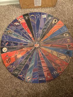 Large 24" NFL Wooden Pennant Wheel Wall Sign - Perfect for Man Cave