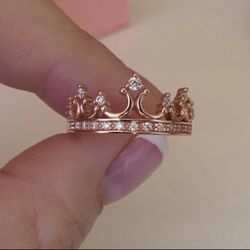 Brand New Rose Gold Vermeil Queen Crown Ring (size 6,7,8,9)