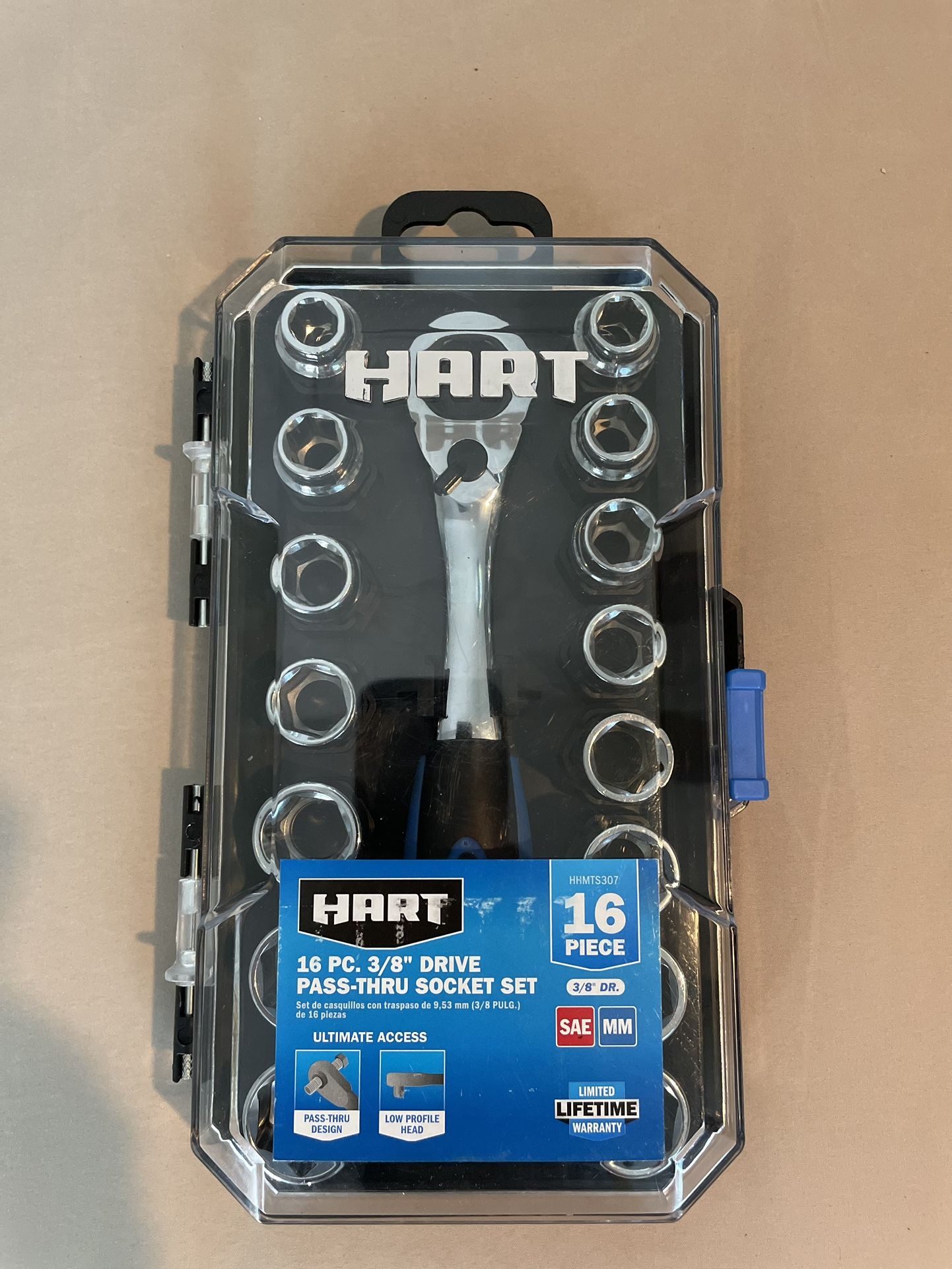 HART 16-Piece 3/8" Drive Pass-Through Socket Set – SAE & Metric
