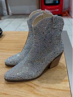 Silver rhinestone boots
