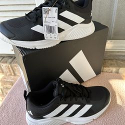 Adidas Court Team Bounce 2.0 Shoes Size 8.5 Black/White NEW