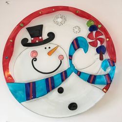 Crystal Christmas plate 13”