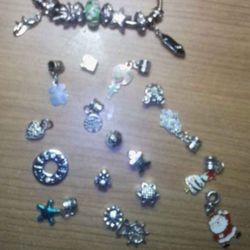 sterling charm bracelet w misc charms