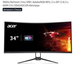 Curved 34’ Monitor HDMI