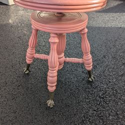 Antique Piano Stool With Glass Claw Feet 