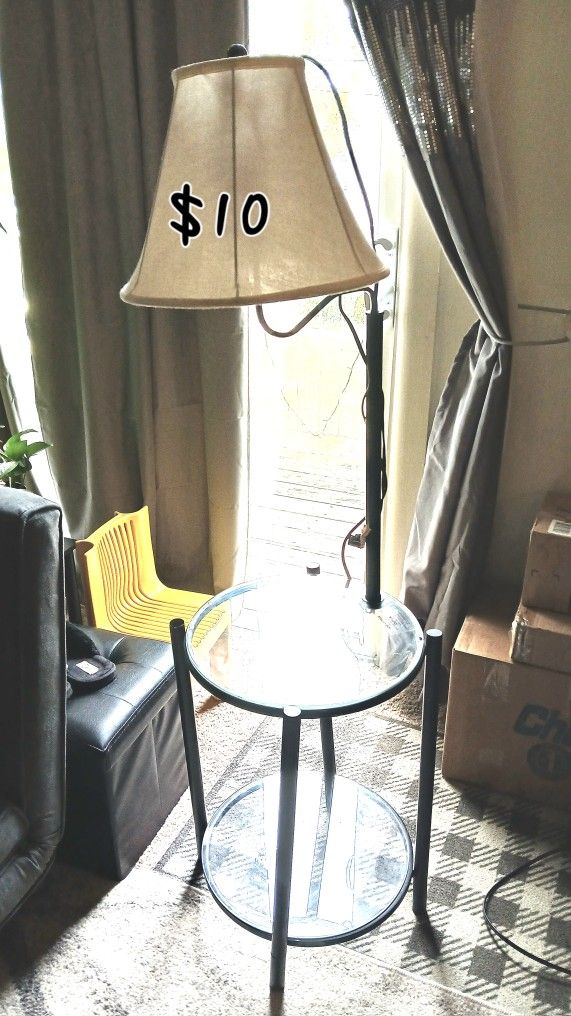 Glass Lamp/ Multicolor End Table