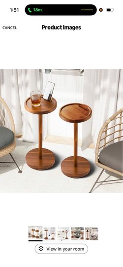 Drink Table, 24.4" Tall Compact Side Table with Phone Slot and Weighted Base, Durable Pedestal Table Accent for Living Room, Bedroom, or Office, Cockt