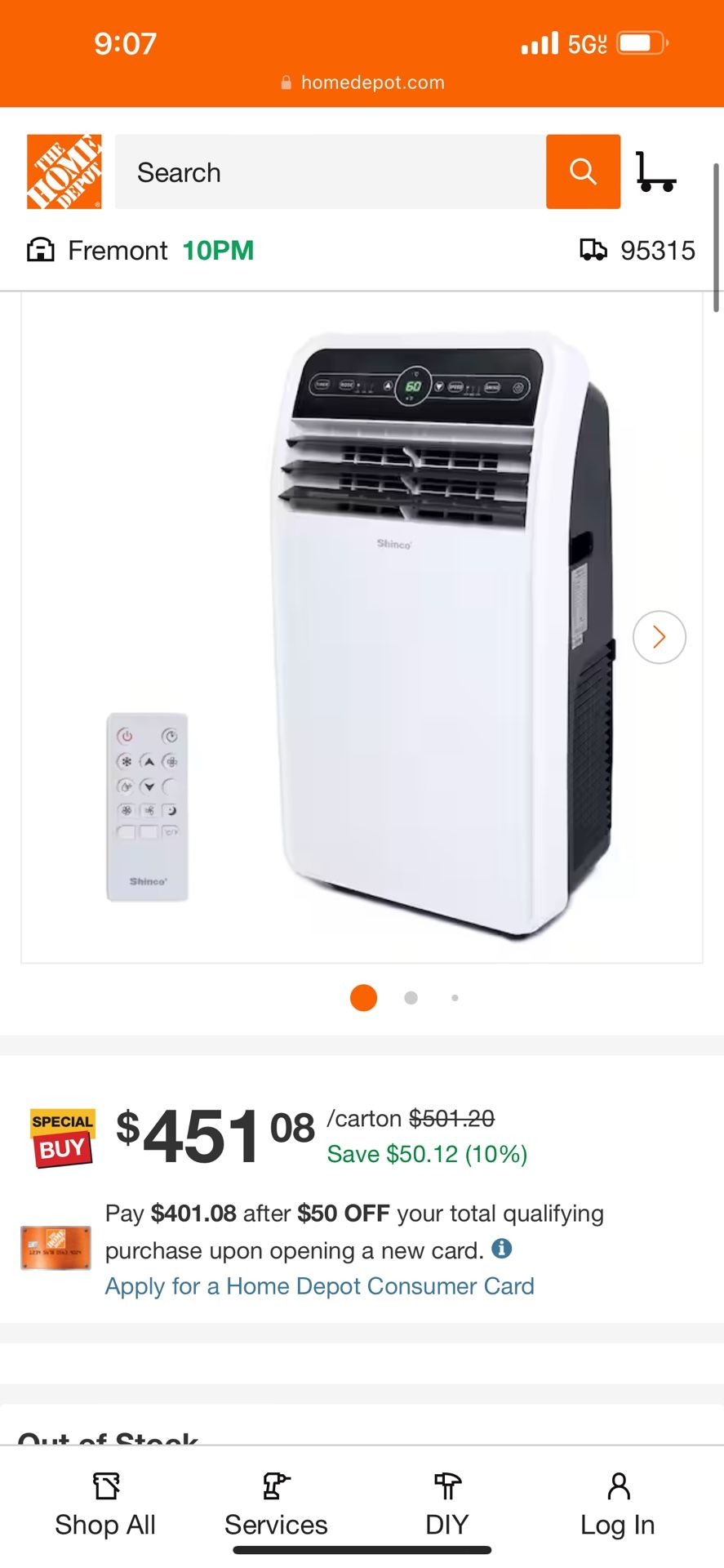 Edendirect 7,800 BTU Portable Air Conditioner Cools 400 Sq. Ft. with Dehumidifier, 3 Fan Speeds and Remote in White