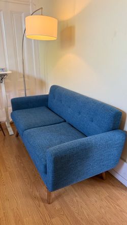 Mid-Century Modern Blue Fabric Loveseat free delivery 🚚