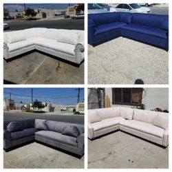 BRAND NEW 7X9FT Sectional COUCHES. Off WHITE,  Velvet Charcoal, Domino Navy,  Domino  Pearl FABRIC  Sofa , COUCHES 