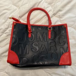 Stylish Faux Leather Tote Bag (Red And Black