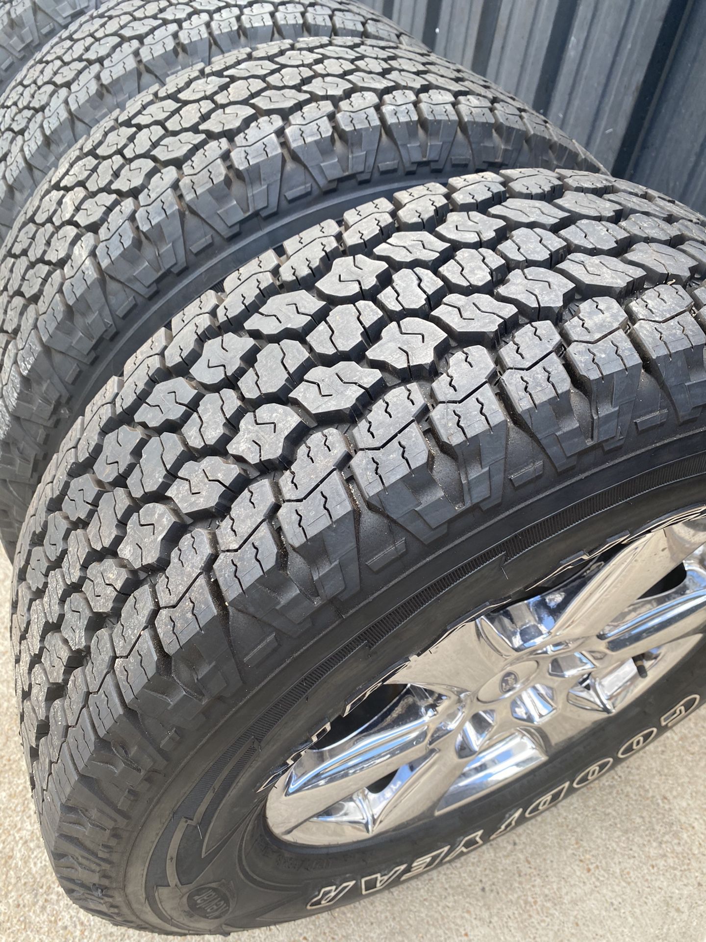 Brand new take offs ford f150 18 inch wheels and Goodyear wrangler all terrain tires