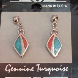 Castings on Parade Turqouise and Coral Earrings Pierced