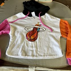 47 Brand Miami HEAT cropped hoodie girls medium 10-12