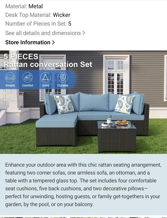 5 Pieces Out Door Funiture Sets