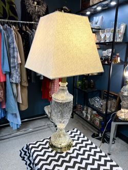 2 mid-century crystal lamps