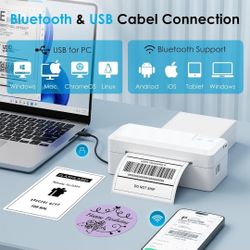 Shipping Thermal Label Printer, 4x6 Portable Label Printer, Bluetooth Label Maker for Small Business, Support iPhone,Android,Windows,Mac,Chromebook