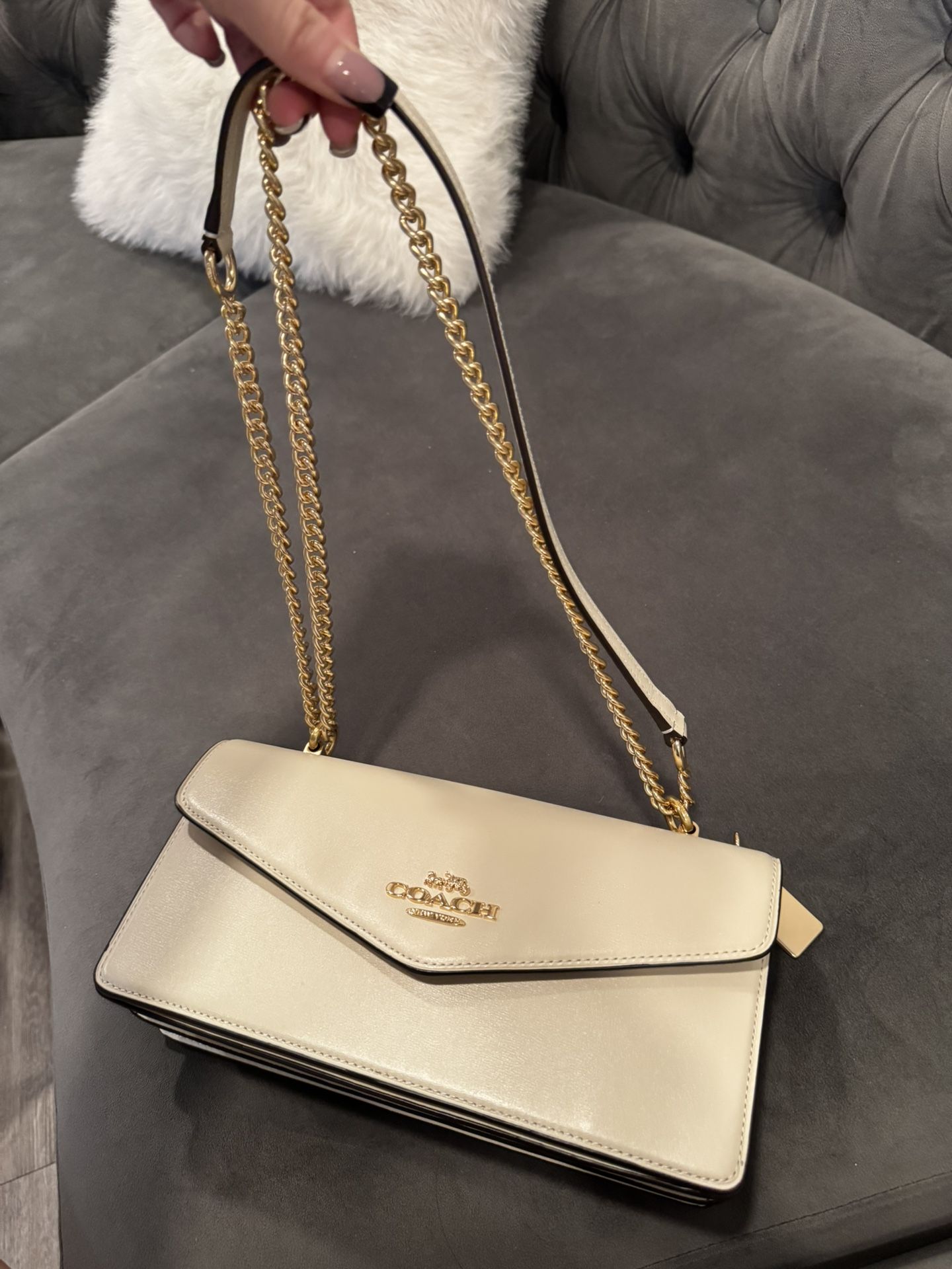 Coach Klare Envelope White Leather Crossbody Bag
