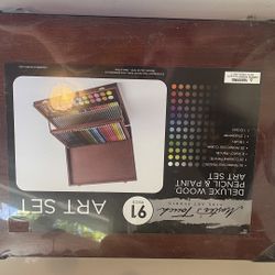 Master's Touch 91 Pieceyy Deluxe Art Set Pencil & Paint Mixed in Wood Case