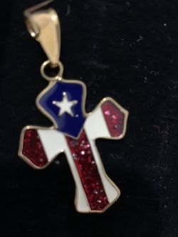 Puerto Rican Flag Cross Pendant