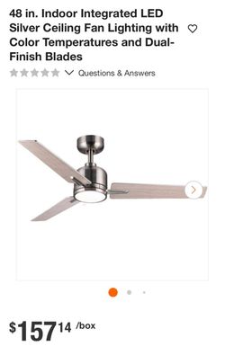 48 in. Indoor Integrated LED Silver Ceiling Fan Lighting with Color Temperatures and Dual-Finish Blades