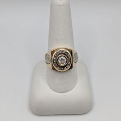 Two Toned & CZ Ring is 14kt Virgin Mary Ring 