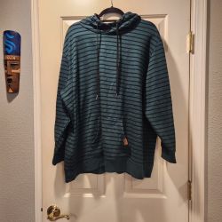 Maurices Striped Hooded Pullover Sweatshirt Teal Black Size 3X