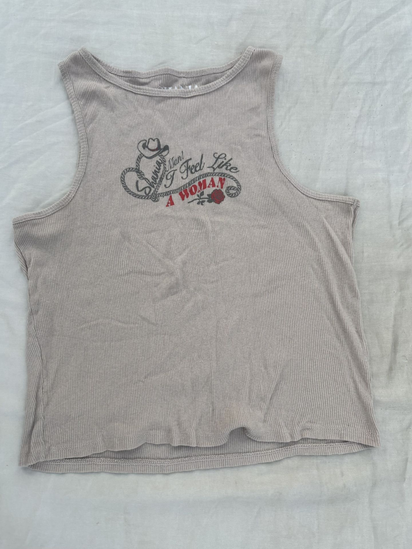 Shania Twain Beige Graphic Tank Top Women’s XXL