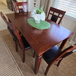Leather Chairs With Table Set Of 5 Pieces