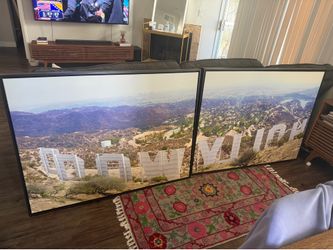 Hollywood sign canvas with black frame