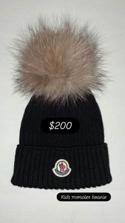Moncler Kids Beanie with Fur Pom-Pom
