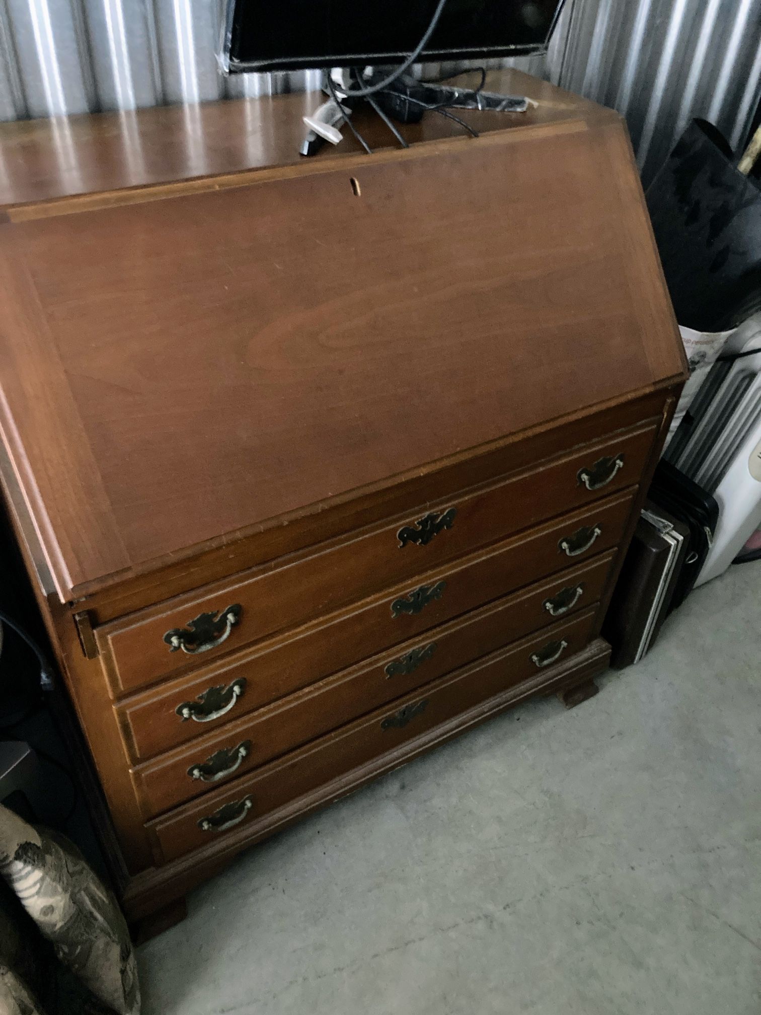 Cherrywood Folding Top Desk From The 1940S