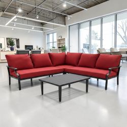 Hampton Bay Outdoor Sectional Sofa Set with Coffee Table