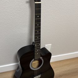 Black Acoustic Guitar with case
