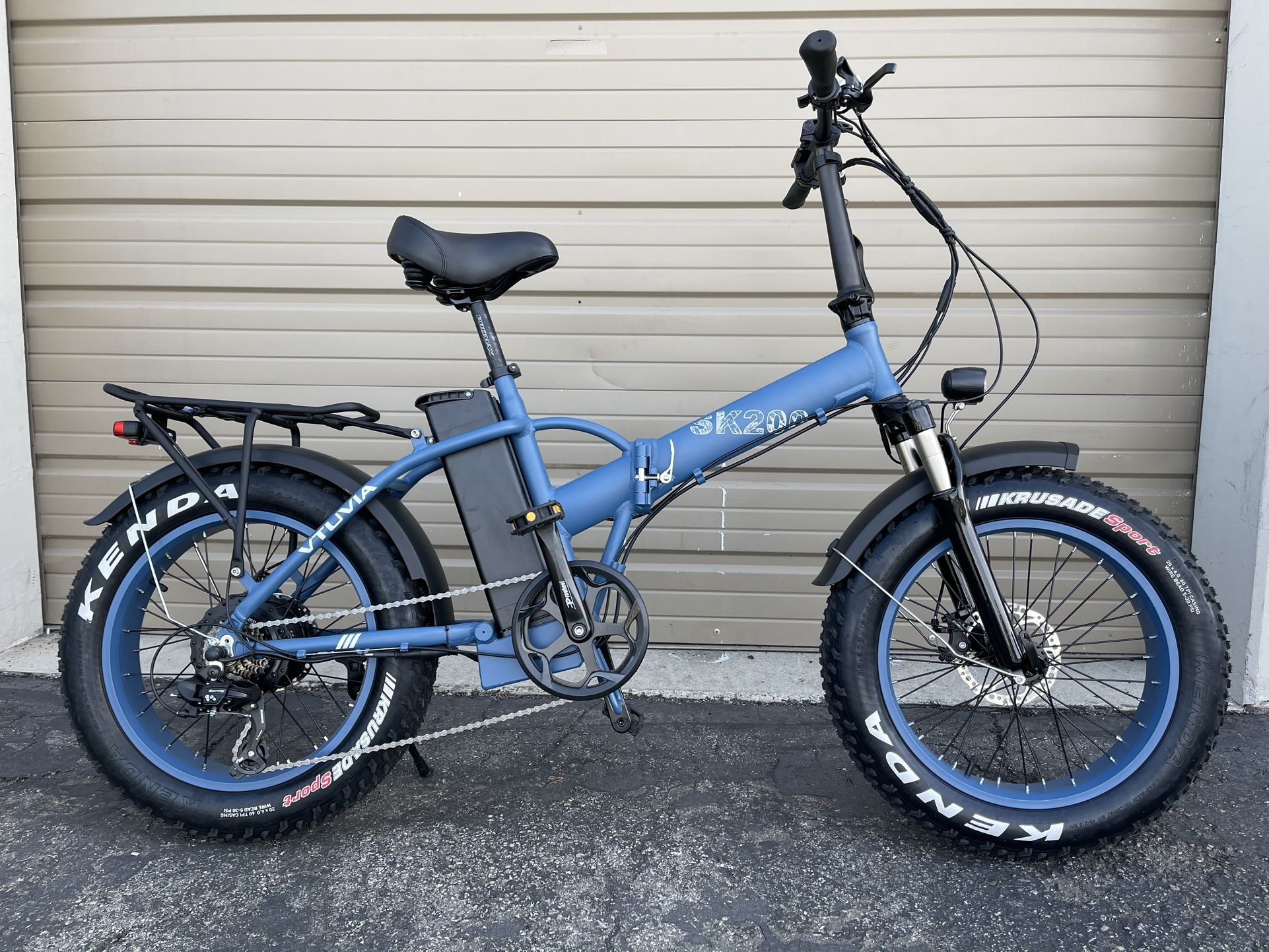 VTUVIA SK20 - 750 Watts Fat Tire Folding Aluminum Electric Bike in Blue - Brand New