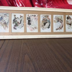 Vintage Framed Romantic Prints Wall Art Wedding Scene Gallery Frame 25”