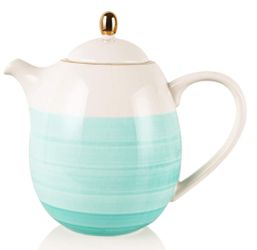 SWEEJAR Ceramic Teapot with Infuser and Lid, 38 OZ(Blue)