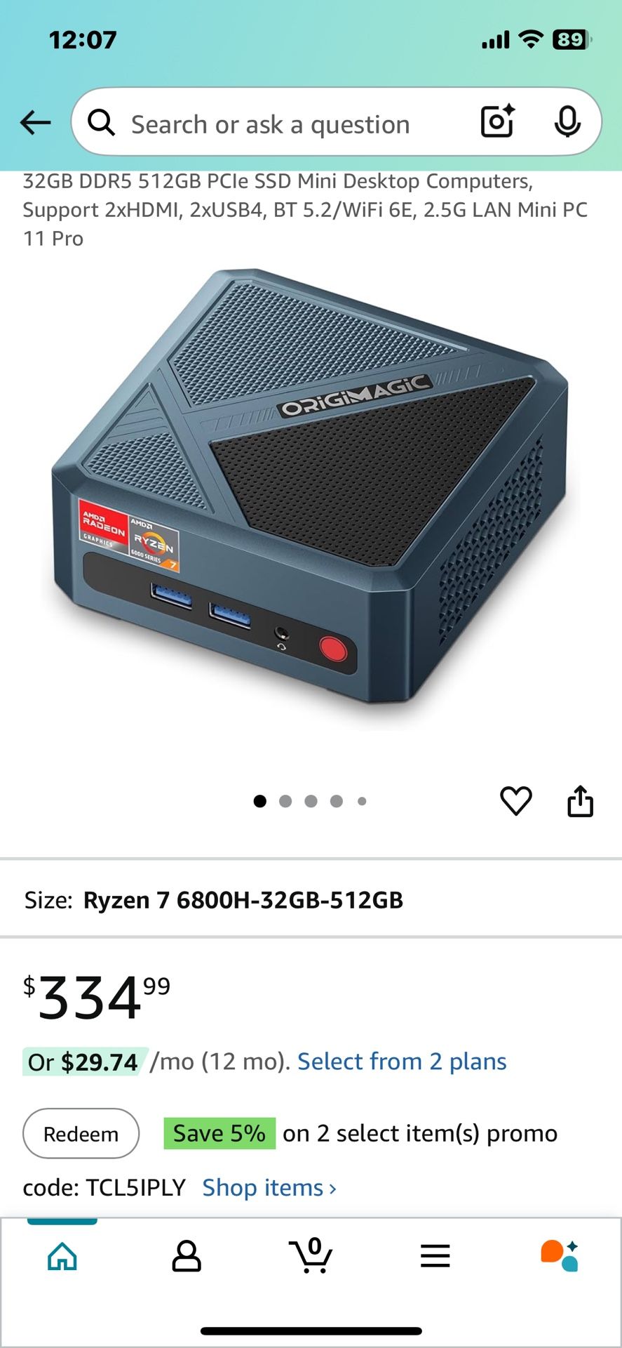 N2 PRO Mini Gaming PC, Ryzen 7 6800H (up to 4.7GHz), 32GB DDR5 512GB PCIe SSD Mini Desktop Computers, Support 2xHDMI, 2xUSB4, BT 5.2/WiFi 6E, 2.5G LAN