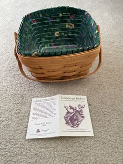 Longaberger Sweetheart Berry Basket & Plastic Protector & Plaid Liner Set Medium