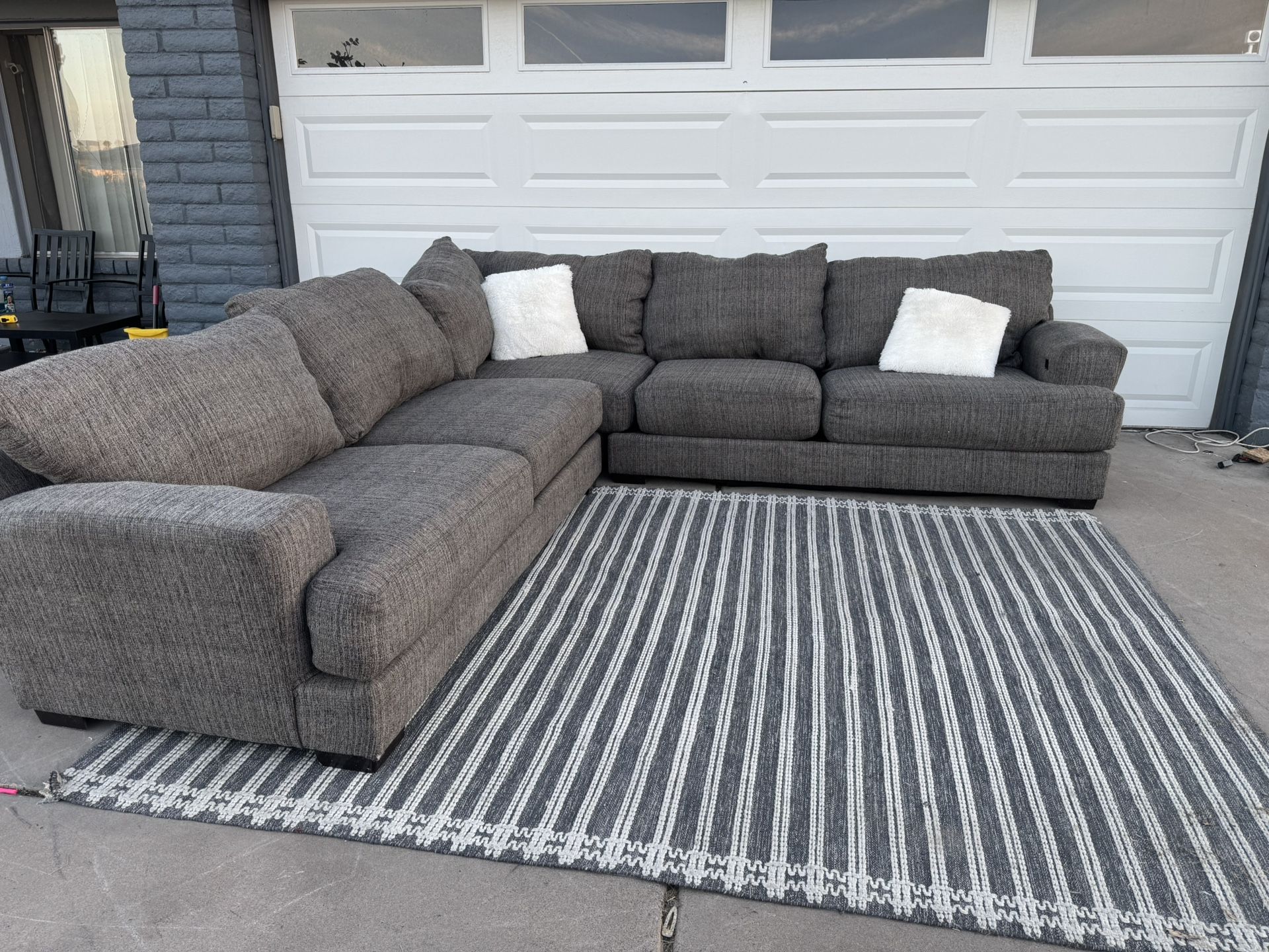 Gray Sectional Sofa Couch Sala